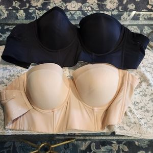 Black & Beige Strapless Bras w/ attachable Straps Size 36D
